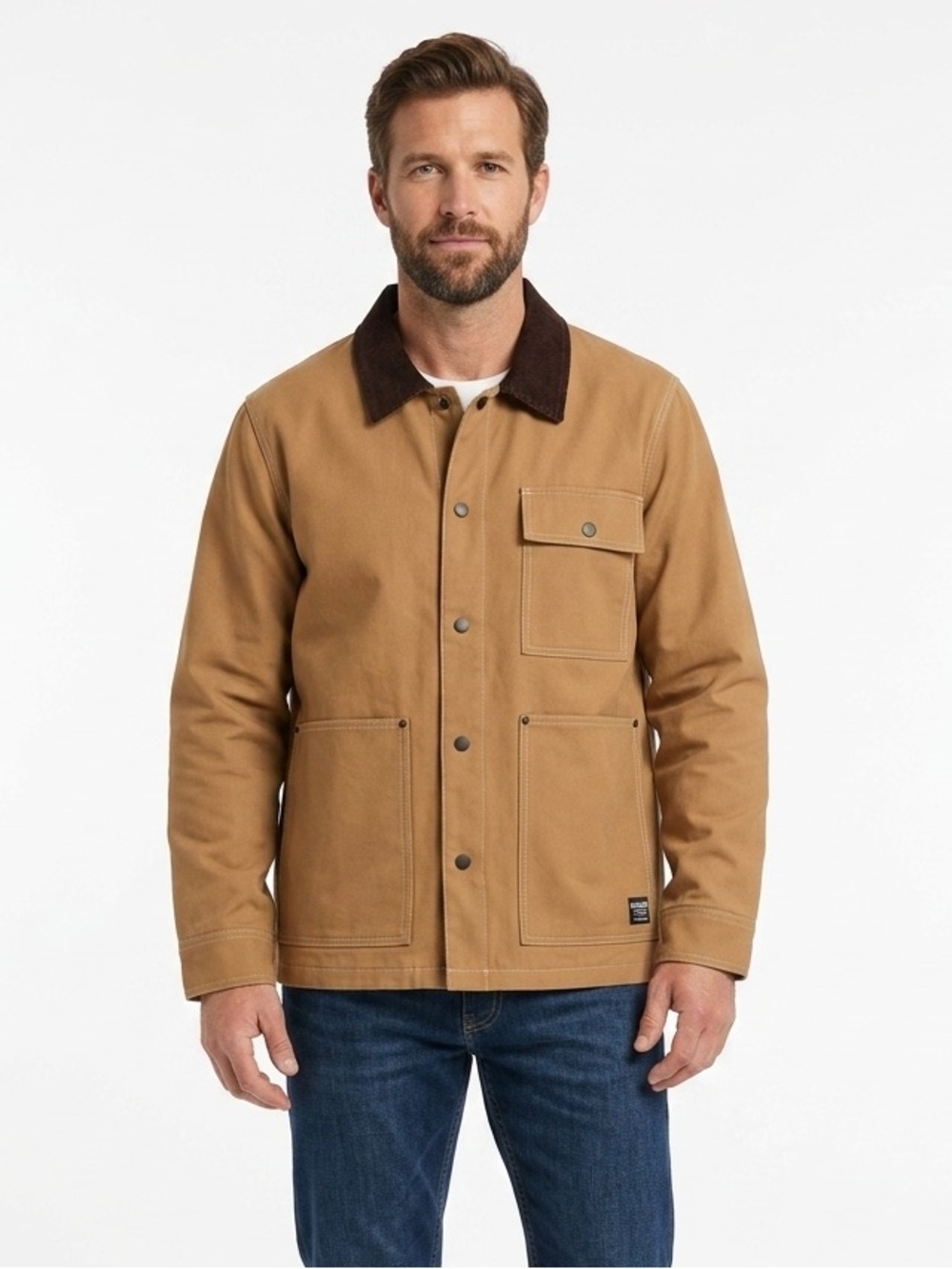 Hudson Men XL Khaki Brown Chore Barn Jacket Corduroy Collar NWT